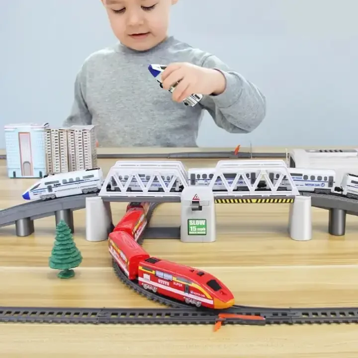 Grand Circuit de Train Électrique Jouet Évolutif pour Enfant