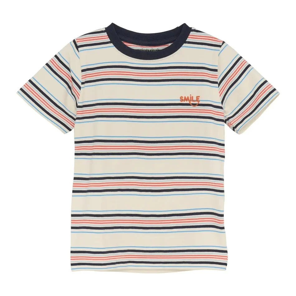 T-shirt - Rayé beige, bleu et rouge - Minymo