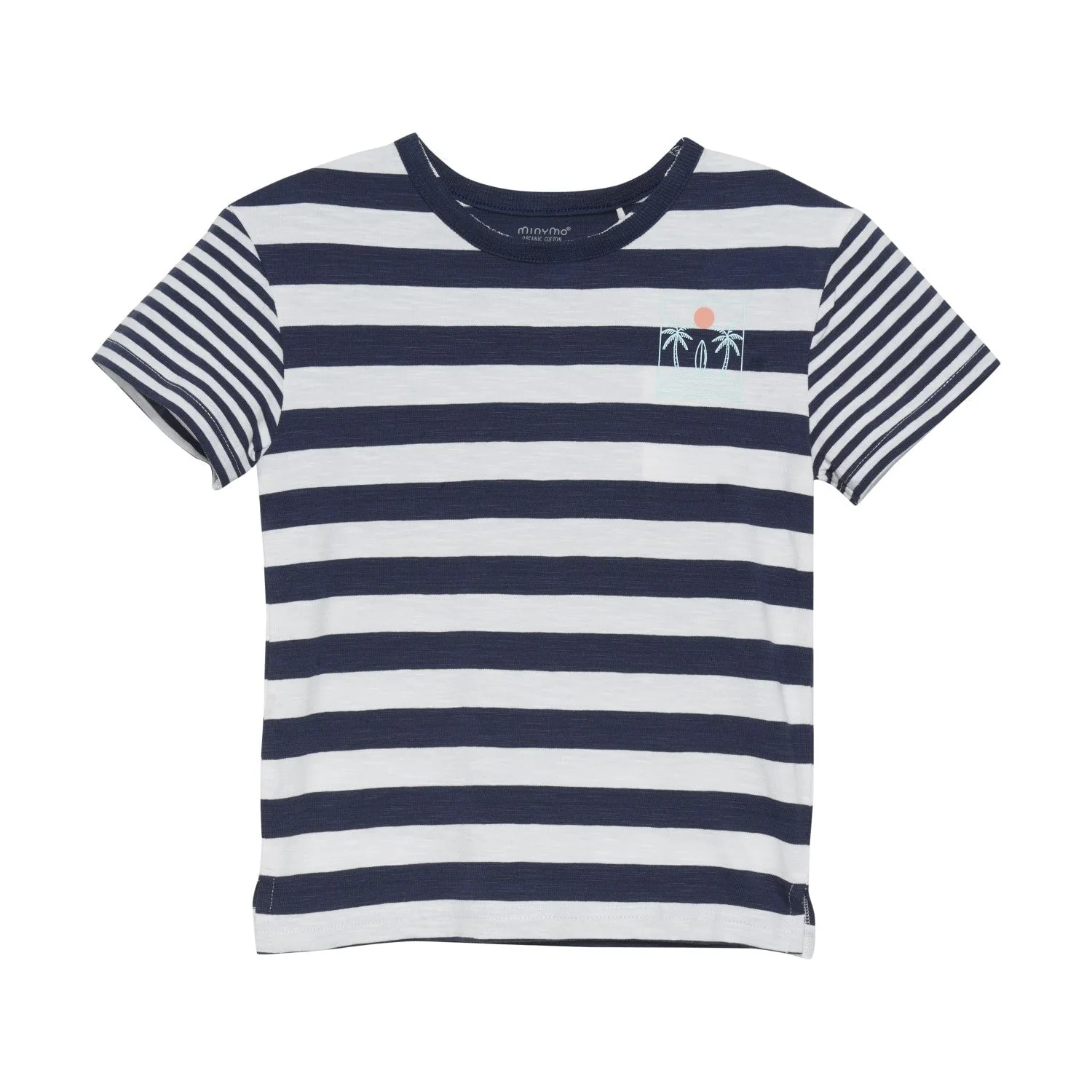 T-shirt - Rayé marine et blanc motif de palmier - Minymo
