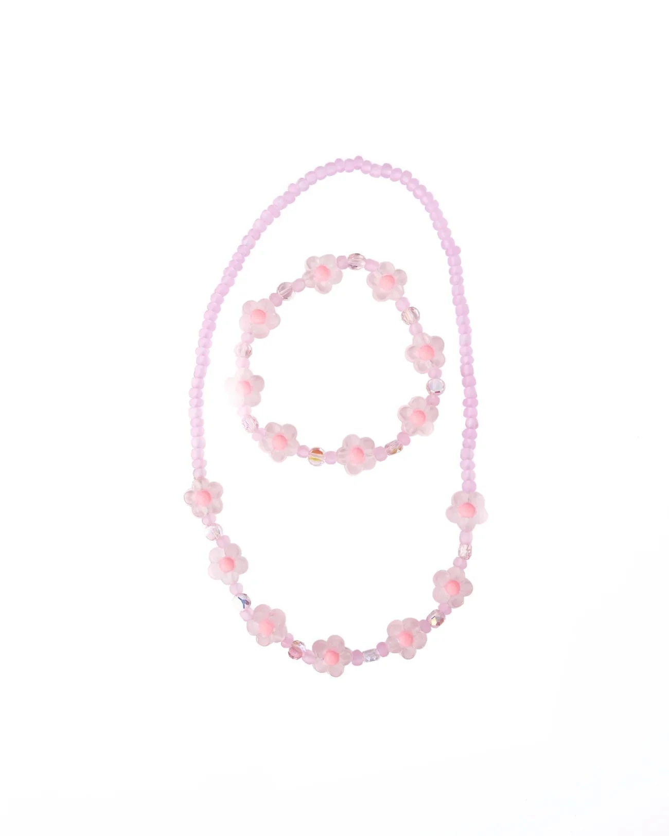 Collier et bracelet - Fleurs de cristal rose 86169 - Great Pretenders