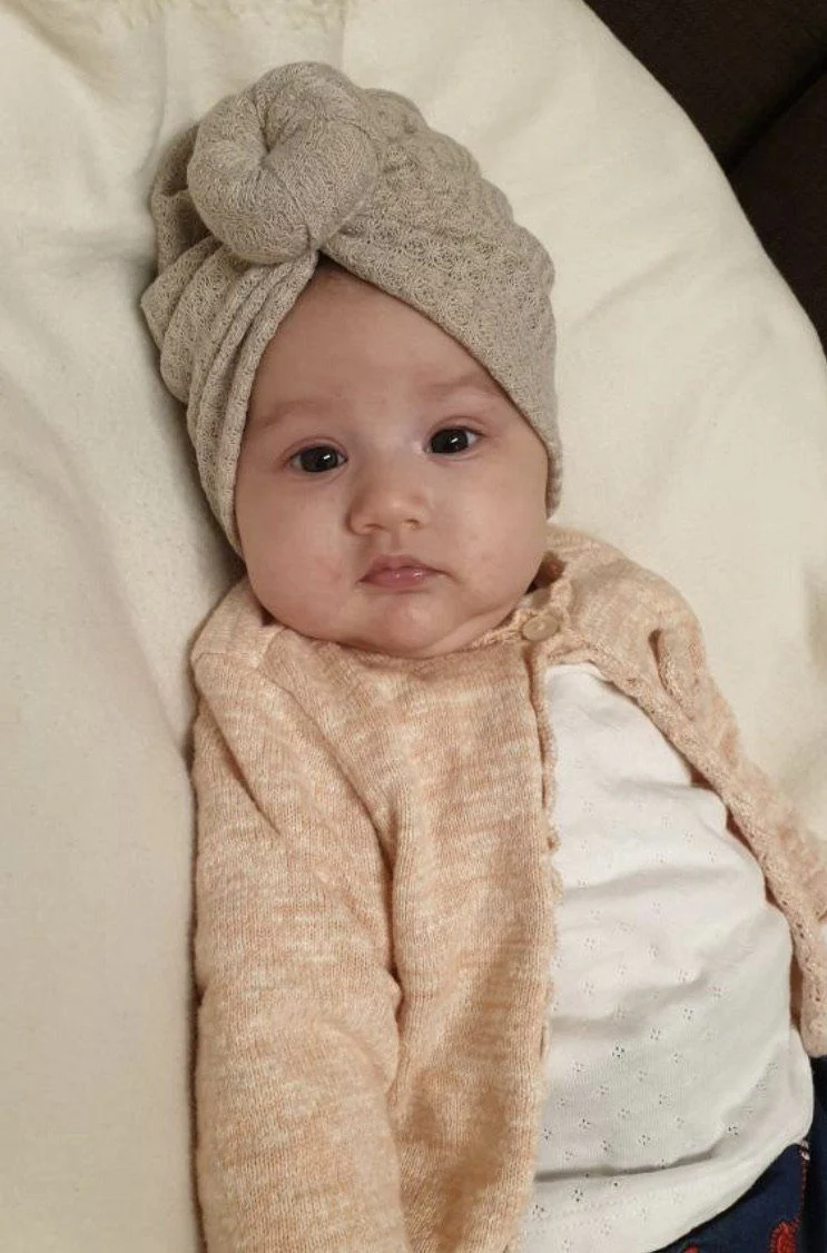 TURBAN Lina - Tricot gaufré BEIGE – Image 4
