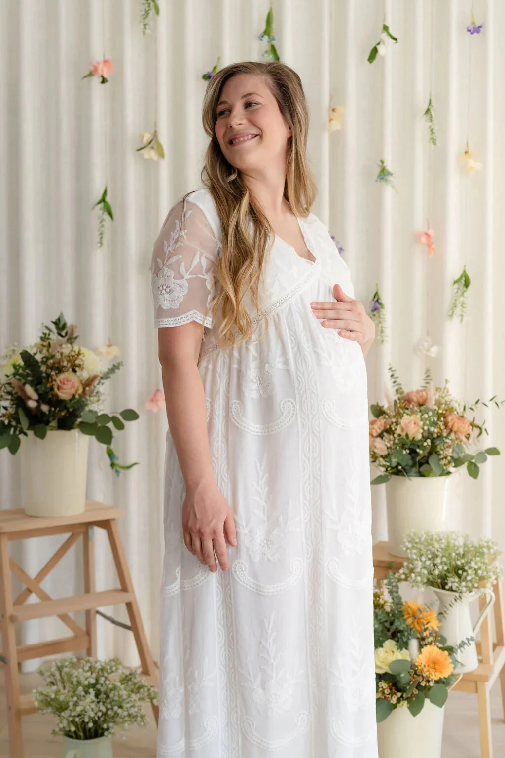 Robe maternité - Amélia dentelle blanche - Rose Maternité – Image 5