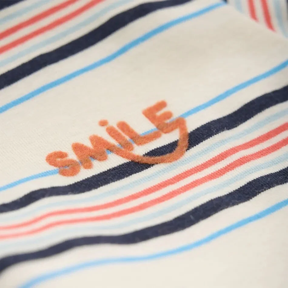T-shirt - Rayé beige, bleu et rouge - Minymo – Image 3