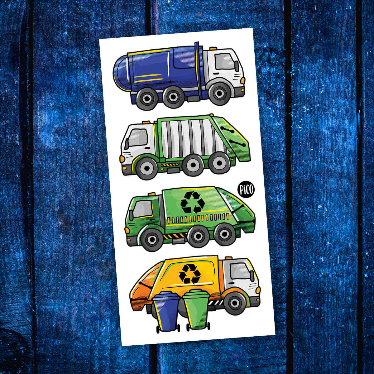 Tatouages temporaires - Les camions de recyclage - Pico tatouage
